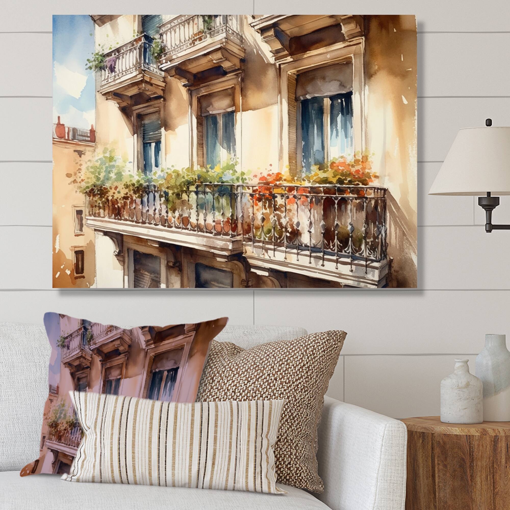 Designart "Barcelona Old World Charm I" City Art Deco Canvas Art Print